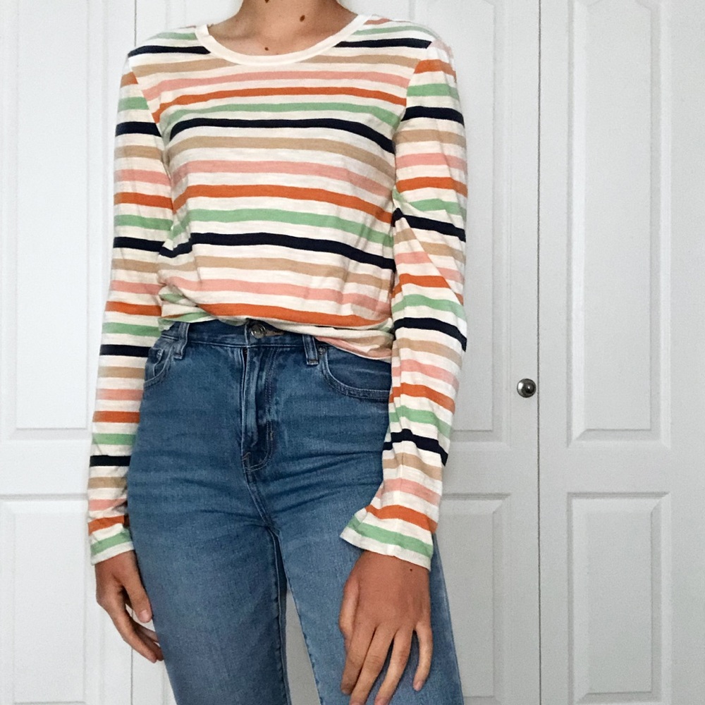 NWT DownEast Basics Striped Long Sleeve Top 🌈